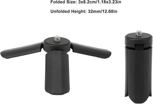 Denash Mini Camera Tripod,3x8.2cm Portable Compact Desktop Tripod Stand,1/4" Screw Webcam Tripod with Anti Slip Rubber Footpads for Pal Camera (Black) in Saudi Arabia