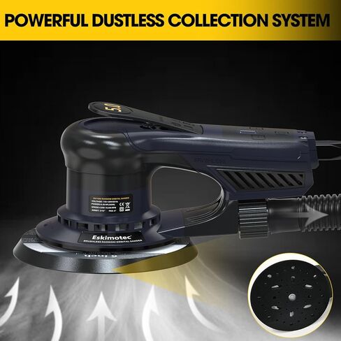 Electric 5.0 Random Orbital Sander 5 & 6-Inch, 360W Brushless Orbital Sander, 10000 RPM Variable 7-Speed Palm Sander for Dustless Woodworking, Metalworking Finishing & Auto Body in Saudi Arabia