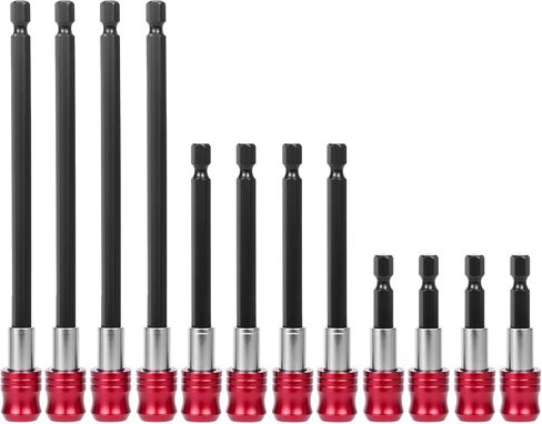 QWORK Magnetic Drill Bit Extension Set, 12-Piece Quick Release Screwdriver Extender Adapter with 1/4 Inch Hex Shank, 3 Sizes (2", 4", 6") in Saudi Arabia