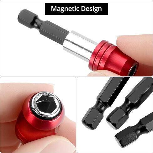 QWORK Magnetic Drill Bit Extension Set, 12-Piece Quick Release Screwdriver Extender Adapter with 1/4 Inch Hex Shank, 3 Sizes (2", 4", 6") in Saudi Arabia