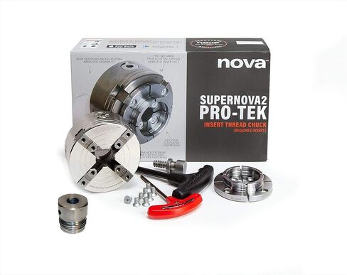 Nova 23262 Premier Pro-Tek Supernova 2 Wood Lathe Chuck Kit with Pro-Tek 2" Jaw Set, Woodworm Screw, & accessories, bundled with Nova ISNS 5/8" Plainbore Adapter (for Shopsmith, etc) in Saudi Arabia