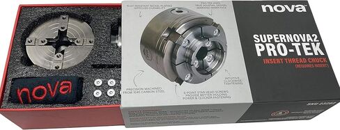 Nova 23262 Premier Pro-Tek Supernova 2 Wood Lathe Chuck Kit with Pro-Tek 2" Jaw Set, Woodworm Screw, & accessories, bundled with Nova ISNS 5/8" Plainbore Adapter (for Shopsmith, etc) in Saudi Arabia