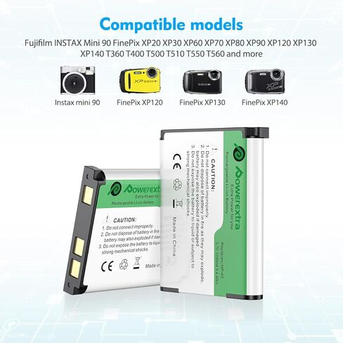 بطارية NP-45 NP-45A NP-45B NP-45S بقدرة 1300 مللي أمبير*2 وشاحن مزدوج متوافق مع Fujifilm INSTAX Mini 90 Fujifilm FinePix XP140 XP130 XP120 XP90 XP80 XP70 XP60 XP50 لنيكون EN-EL10 Olympus LI-42B LI-40B in Kuwait