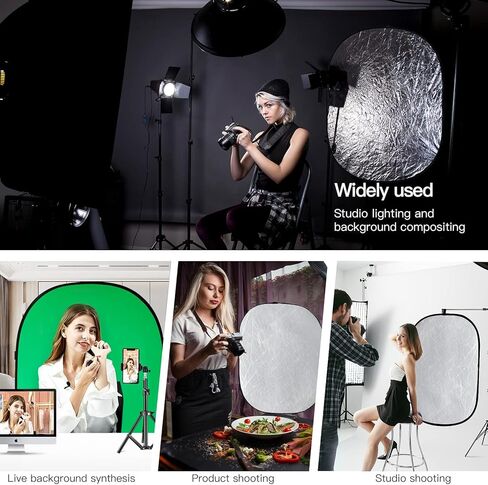 خلفية شاشة Godox مقاس 39x59 بوصة/100x150 سم Chromakey باللون الأخضر والأزرق، عاكس خلفية بيضاوي قابل للطي 7 في 1 مع مشبك حامل وحقيبة للتصوير في الاستوديو in Kuwait