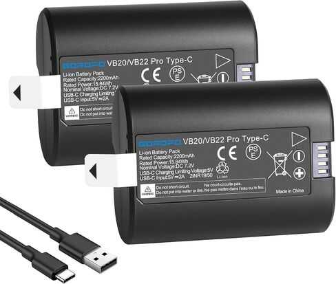 بطارية ليثيوم بديلة VB22/VB20 لسلسلة فلاش Godox V350 V480، متوافقة مع V350S/V350O/V350N/V350F/V350C، V480C/V480S/V480N/V480O/V480F Speedlite (بطاريتان) in Saudi Arabia