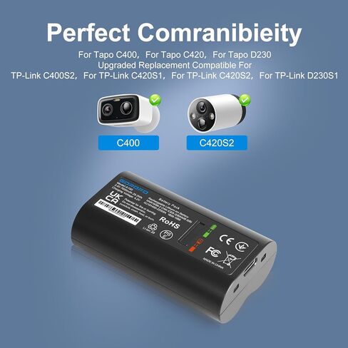 2-Pack Tapo A100 Rechargeable Camera Batteries for Tapo C400, C420, D230, Upgraded Replacement Compatible with TP-Link C400S2, C420S1, C420S2, D230S1 in Saudi Arabia