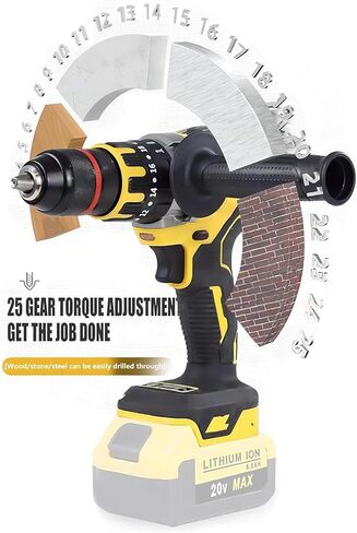 مثقاب مطرقي لاسلكي لبطارية Dewalt 20V MAX، مفك تأثير بدون فرش مدمج من DEROLT، مفك مثقاب مطرقي لاسلكي 1/2 بوصة مع سرعة متغيرة، مقود لتحسين المنزل، الأعمال الخشبية (أداة فقط) in Kuwait