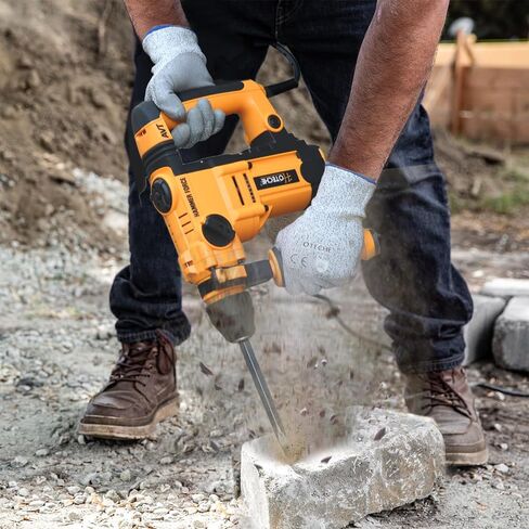 Hoteche 900W 26MM Rotary Hammer Drill, 2-Function Hammer/Drill for Concrete, Yellow, Color Box + Plastic Case Packaging in Saudi Arabia