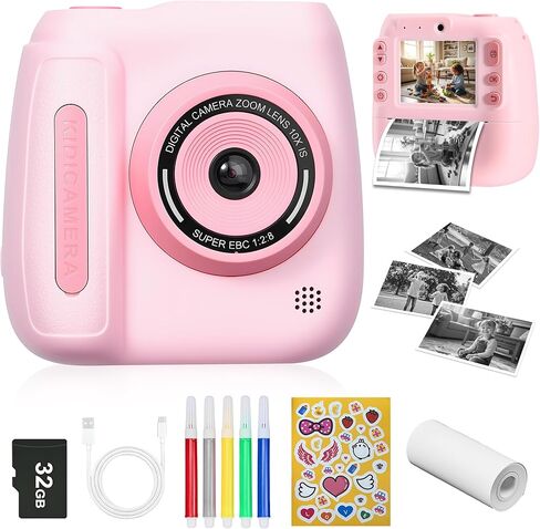 Kids Instant Print Camera - 1080P Video Digital Camera, Portable Toddler Travel Print Toy, Christmas Birthday Gifts for Girls Boys Age 3-12, Pink in Saudi Arabia