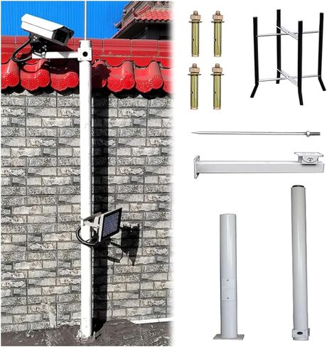 19.7ft Outdoor Security Camera Pole with 40cm Lightning Rod, Universal CCTV Stand for Backyard Surveillance, Adjustable Height (B, 196.9in/500cm) in Saudi Arabia