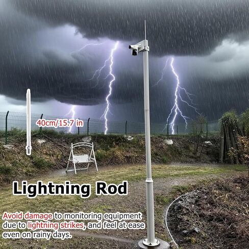 19.7ft Outdoor Security Camera Pole with 40cm Lightning Rod, Universal CCTV Stand for Backyard Surveillance, Adjustable Height (B, 196.9in/500cm) in Saudi Arabia