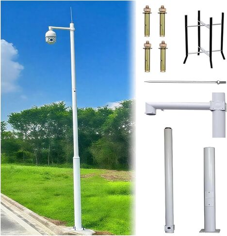 19.7ft Outdoor Security Camera Pole with 40cm Lightning Rod, Universal CCTV Stand for Backyard Surveillance, Adjustable Height (B, 196.9in/500cm) in Saudi Arabia