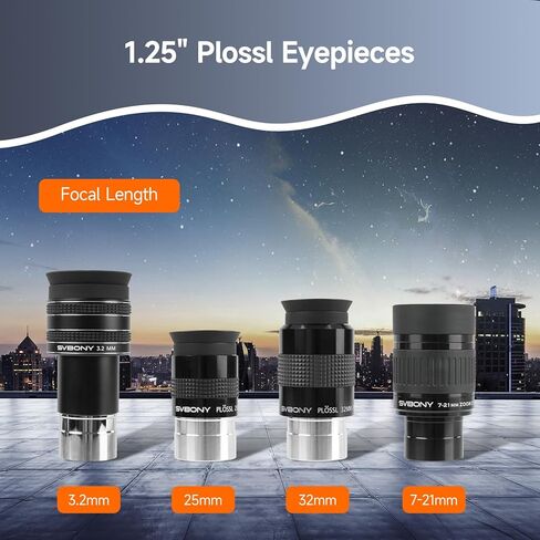SV233 طقم ملحقات تلسكوب 12 قطعة 3.2 مم عدسة زاوية واسعة للغاية، SPL25/32 مم عدسة تكبير 7-21 مم، عدسة بارلو 2X، مرشحات LRGB مع تلسكوب MK127 للبالغين، فتحة 127 مم f/11.8 OTA in Saudi Arabia