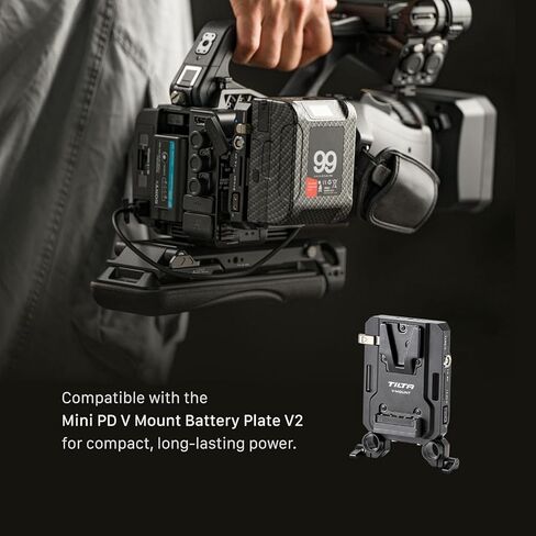 لوحة كتف قابلة للتمديد من Tilta لكاميرات الفيديو | متوافق مع كانون XF605، سوني Z380/Z280/Z200 | انتقالات سريعة من الكتف إلى اليد | أمامي 1/4"-20 و3/8"-16 حوامل | أسود in Kuwait