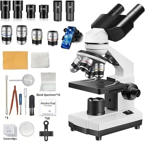 Adults Binocular Microscope 40X‑5000X HD Inspection Laboratory Optical Microscope Tool Set for Schools&Home&Scientific Research in Saudi Arabia