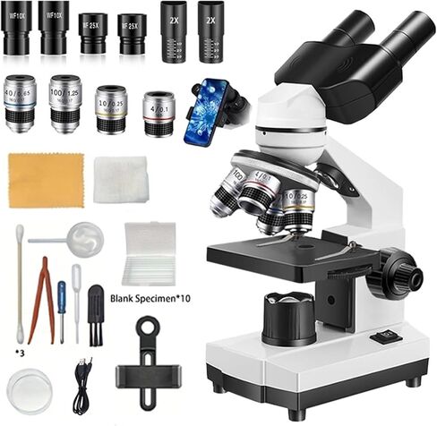 Adults Binocular Microscope 40X‑5000X HD Inspection Laboratory Optical Microscope Tool Set for Schools&Home&Scientific Research in Saudi Arabia