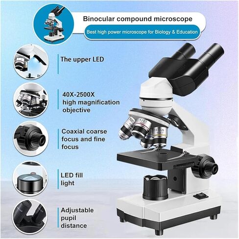 Adults Binocular Microscope 40X‑5000X HD Inspection Laboratory Optical Microscope Tool Set for Schools&Home&Scientific Research in Saudi Arabia