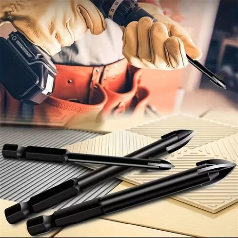 5pcs Heavy-Duty Hard Alloy Drill Bits Suitable for Electric Drills - Hex Shank Cross & Spear Point Drill Bits, Rust-Proof for Glass, Ceramic, Wood Drilling, Compatible for 3/4/5/6/8mm in Saudi Arabia
