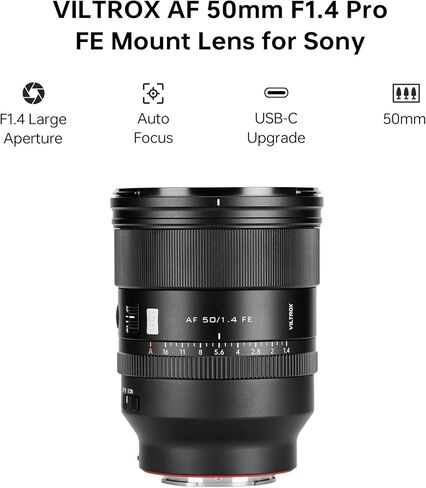 عدسة VILTROX AF 50 مم F1.4 Pro FE لكاميرات Sony E-Mount كاملة الإطار، برايم قياسي سريع للصور والإضاءة المنخفضة، بوكيه سلس، تركيز تلقائي HyperVCM، متوافق مع سلسلة Sony A7/A7R/A7C/A9/A1 in Kuwait