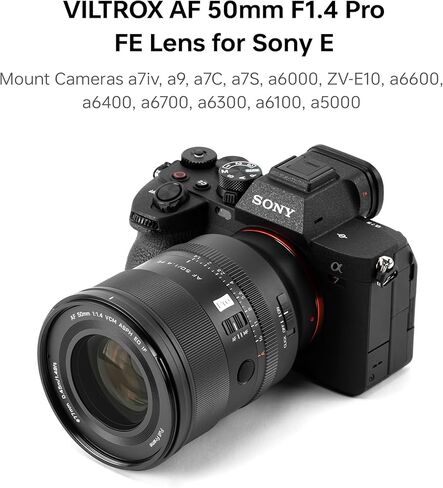عدسة VILTROX AF 50 مم F1.4 Pro FE لكاميرات Sony E-Mount كاملة الإطار، برايم قياسي سريع للصور والإضاءة المنخفضة، بوكيه سلس، تركيز تلقائي HyperVCM، متوافق مع سلسلة Sony A7/A7R/A7C/A9/A1 in Kuwait