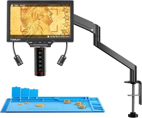 TOMLOV مجهر رقمي للتركيز التلقائي TM3K-AF Flex: مجهر لحام HDMI بذراع مرن 3K للبالغين، مكبر عرض كامل للعملة المعدنية، شاشة IPS 7 بوصات، ضوء معقوفة مطور، حصيرة إصلاح، متوافق مع الكمبيوتر/التلفزيون، 64 جيجا in Saudi Arabia