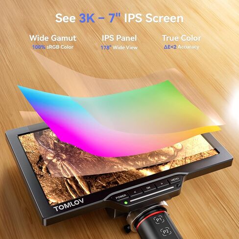 TOMLOV مجهر رقمي للتركيز التلقائي TM3K-AF Flex: مجهر لحام HDMI بذراع مرن 3K للبالغين، مكبر عرض كامل للعملة المعدنية، شاشة IPS 7 بوصات، ضوء معقوفة مطور، حصيرة إصلاح، متوافق مع الكمبيوتر/التلفزيون، 64 جيجا in Saudi Arabia
