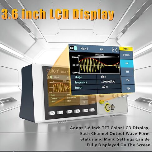OWON Function Generators, 1 CH 60MHz Frequency Meter, Signal Generator 300MSa/s Sample Rate with 14 Bits Vertical High Resolution 3.6 inch TFT LCD (60MHz/1CH/OWON DGE1060) in Saudi Arabia