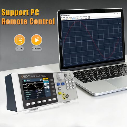 OWON Function Generators, 1 CH 60MHz Frequency Meter, Signal Generator 300MSa/s Sample Rate with 14 Bits Vertical High Resolution 3.6 inch TFT LCD (60MHz/1CH/OWON DGE1060) in Saudi Arabia