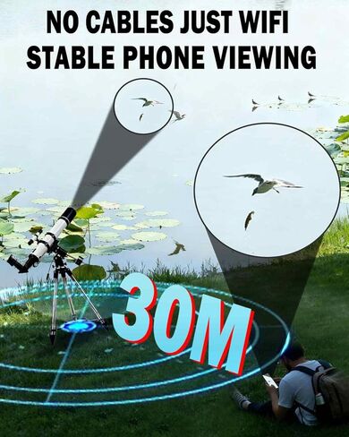 VXF 32GB Wireless Electronic Eyepiece, 30m WiFi Range, 1080P FHD Real-Time Recording telescope camera, iOS/Android/PC & 26-50mm Telescopes Compatible, Ideal for Bird Watching in Saudi Arabia