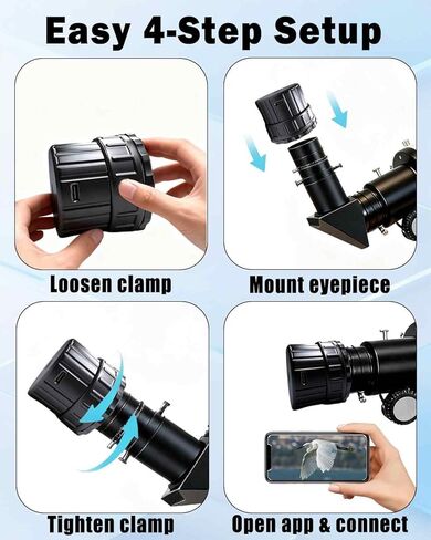 VXF 32GB Wireless Electronic Eyepiece, 30m WiFi Range, 1080P FHD Real-Time Recording telescope camera, iOS/Android/PC & 26-50mm Telescopes Compatible, Ideal for Bird Watching in Saudi Arabia