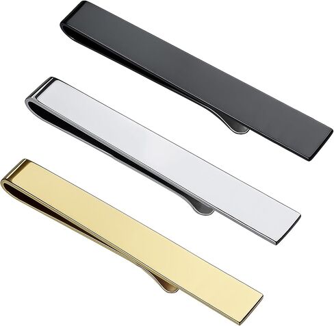 ROCTEE 3 Pack Skinny Tie Bar Clip مجموعة 1.69in ، مقاطع ربطة عنق صغيرة للرجال ، ربطة عنق Clasp Clasp Clip على ربطة عنق ، مناسبة للأعمال التجارية Metting Wedding Anniversary أفضل هدية in Kuwait