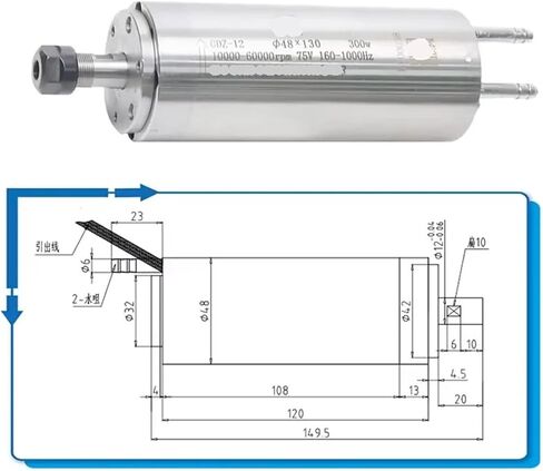 GDZ-12 300W spindle motor, water-cooled ER8, speed 60000RPM in Saudi Arabia