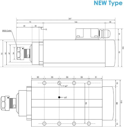 2.2kw ER20 square air-cooled spindle motor ceramic ball bearing 0.01mm precision 24000rpm with mounting flange(Steel Bearings,110v) in Saudi Arabia