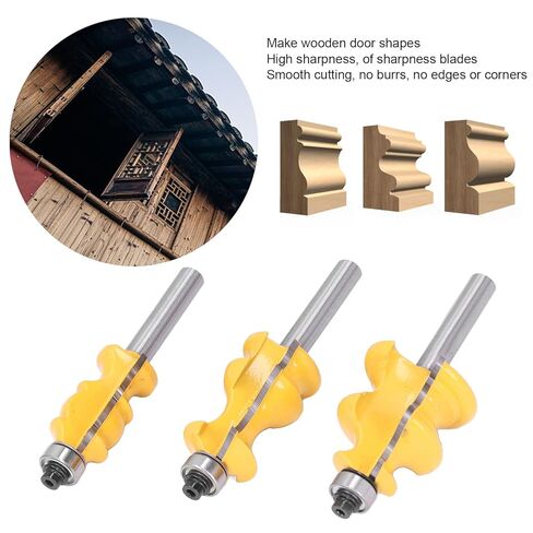 مجموعة لقم التوجيه المعماري قاطعة طحن النجارة عالية الأداء لمشاريع DIY والنجارة الاحترافية 8 مم عرقوب 3 قطع شفرات من سبائك الكربون الصلب in Kuwait