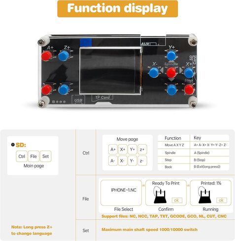RATTMMOTOR CNC Router GRBL وحدة تحكم غير متصلة بالإنترنت، GRBL DIY CNC Router وحدة تحكم غير متصلة بالإنترنت شاشة LCD 1.8 بوصة لآلة الطحن CNC الصغيرة (4 محاور) in Kuwait