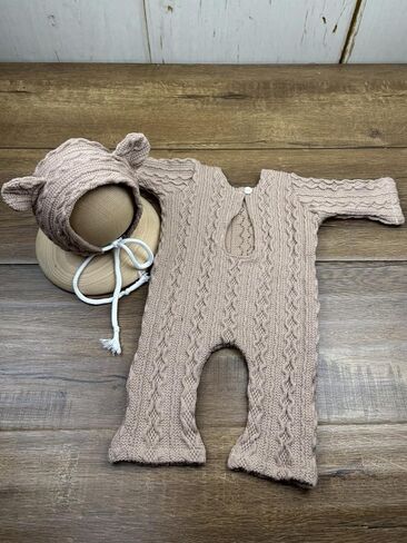 Newborn Photography Props Outfits Cute Bear Photoshoot Props Hat Romper Infant Boy Girl Baby Photo Props Costume in Saudi Arabia