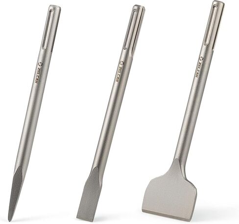 مجموعة إزميل ZELCAN مع SDS Max Shanks، مجموعة 3 قطع لقم مثقاب الخرسانة، 18 بوصة، أزاميل قياس النقطة المسطحة 40Cr فولاذ SDS Max Bits، مجموعة أدوات تحسين المنزل للحفر بمطرقة دوارة للخرسانة الحجرية من الطوب in Kuwait