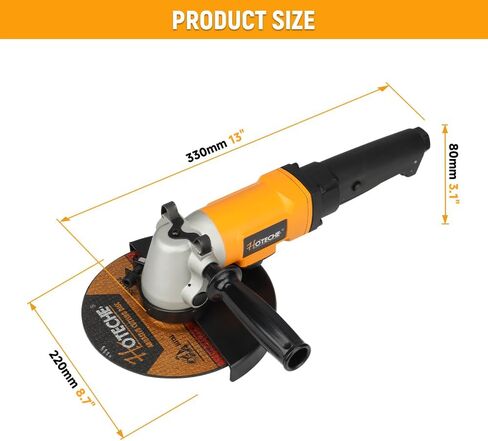 Hoteche 7" Air Angle Grinder, 7500RPM Pneumatic Grinder, Yellow & Black, Color Box Packaging in Saudi Arabia