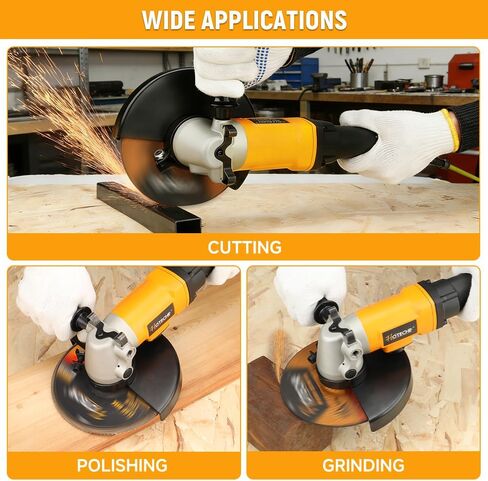 Hoteche 7" Air Angle Grinder, 7500RPM Pneumatic Grinder, Yellow & Black, Color Box Packaging in Saudi Arabia
