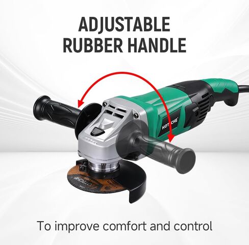Hoteche 1400W Angle Grinder, 125mm Grinder with 8000rpm, Green, Color Box Packaging in Saudi Arabia