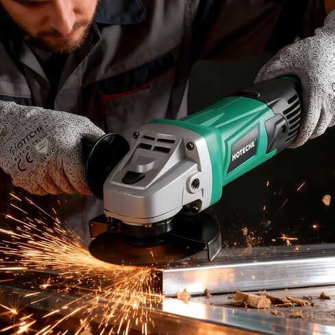 Hoteche 1400W Angle Grinder, 125mm Grinder with 8000rpm, Green, Color Box Packaging in Saudi Arabia