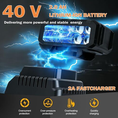 طاحونة زاوية لاسلكية 40 فولت 4-1/2 بوصة، 2026 ترقية محرك بدون فرش بمحرك مباشر 9500 دورة في الدقيقة، مطحنة زاوية كهربائية مع بطارية 2 × 2.0 أمبير 40 فولت وشاحن للقطع والطحن والتلميع in Kuwait