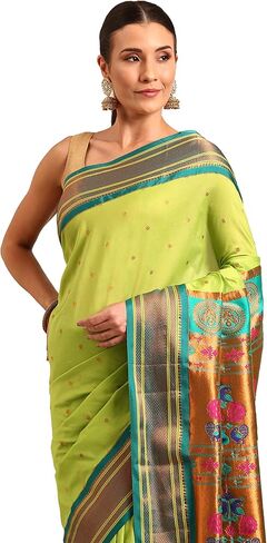 Women's Paithani Soft Silk Kadiyal Maharani Saree With Blouse Piece in Saudi Arabia