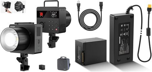 NEEWER Q6 600Ws 2.4G TTL Outdoor Studio Flash + NT-Q6 طقم بطارية الدمية فقط لـ Q6، 30W LED ثنائي اللون للتصوير الفوتوغرافي مع التحكم في التطبيق، 1/1 إلى 1/512، 1/8000 HSS بطارية 3000 مللي أمبير في الساعة in Kuwait