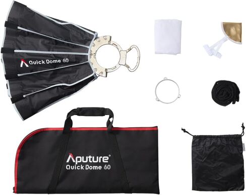 Aputure Quick Dome 60 حامل بوينز دائري 24 بوصة سوفت بوكس ​​مع تصميم سريع التحرير، وانتشار، وشبكة تحكم في الضوء، وحقيبة حمل in Kuwait