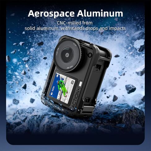 Osmo Action 6 Cage for DJI, Aluminum Alloy Protective Frame Case, with Cold Shoe / 1/4" Thread/Shutter Button Compatible with DJI Mic Tripods Magnetic Mount Accessories in Saudi Arabia