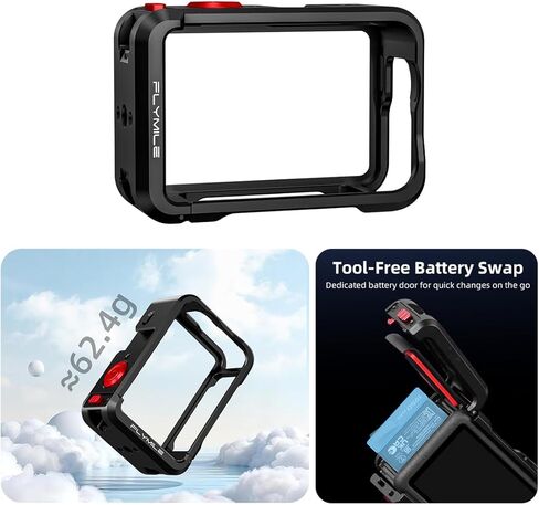 Osmo Action 6 Cage for DJI, Aluminum Alloy Protective Frame Case, with Cold Shoe / 1/4" Thread/Shutter Button Compatible with DJI Mic Tripods Magnetic Mount Accessories in Saudi Arabia