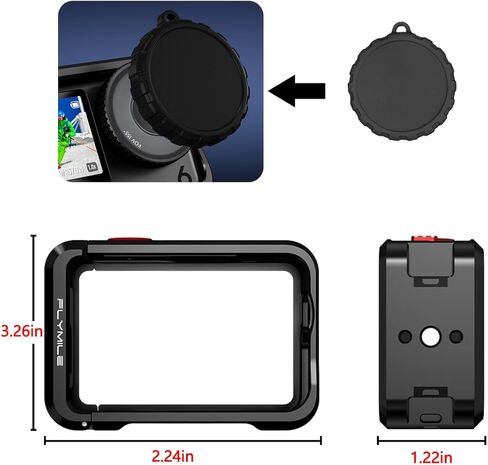 Osmo Action 6 Cage for DJI, Aluminum Alloy Protective Frame Case, with Cold Shoe / 1/4" Thread/Shutter Button Compatible with DJI Mic Tripods Magnetic Mount Accessories in Saudi Arabia