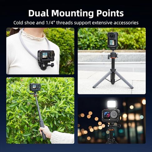 Osmo Action 6 Cage for DJI, Aluminum Alloy Protective Frame Case, with Cold Shoe / 1/4" Thread/Shutter Button Compatible with DJI Mic Tripods Magnetic Mount Accessories in Saudi Arabia