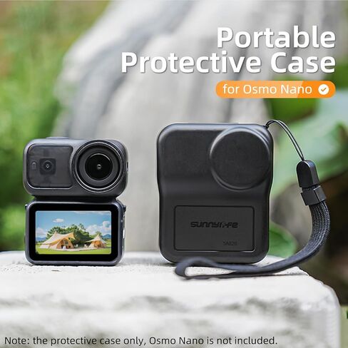 حقيبة سفر لملحقات DJI Osmo Nano، حافظات حماية لشاشة عدسة Osmo Nano ذات هيكل صلب صغير، مدمجة، محمولة، مقاومة للماء، لتخزين الأنشطة الخارجية أثناء السفر، مع حزام معصم (أسود) in Saudi Arabia